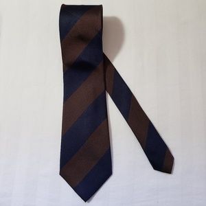 Tasso Elba Blue and Brown Striped Tie NWOT